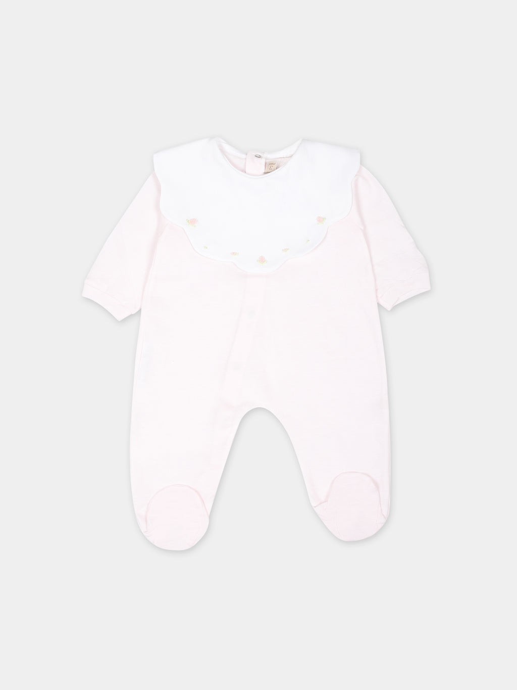Pink babygrow for baby girl with flowers